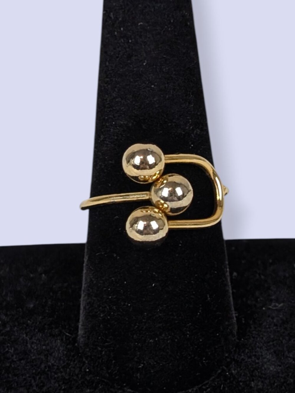 Gold Tone Ball Adjustable Ring